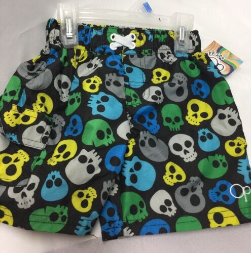 OP Swimsuit Boys Infant 24 Months Skull Design Blue Black UPF 50 Shorts