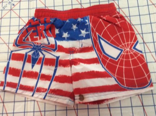 RED WHITE BLUE    SPIDER-MAN   Boys Size 18M Swim Trunks Swimming  NEW