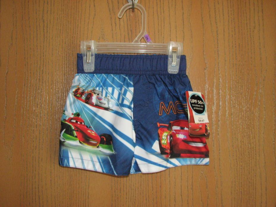NWT Toddler Boy DISNEY PIXAR CARS Swim Trunk Shorts UPF 50+ Size 12 Months