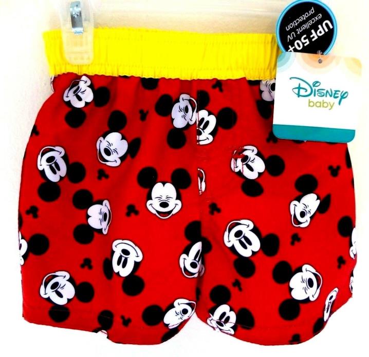 Mickey Mouse Disney Baby new swim trunks 3-6 mo. Black red yellow Licensed Sale