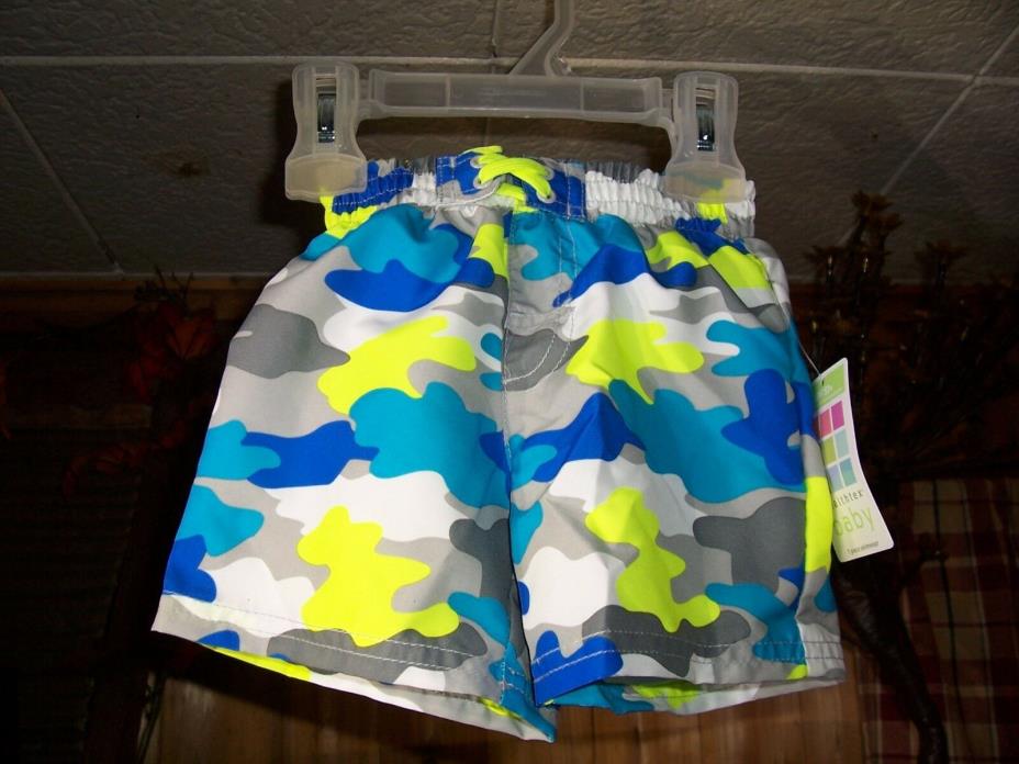 HEALTHTEX INFANT BOYS CAMOUFLAGE SWIMMING TRUNKS SIZE 3-6 MONTHS POOL SHORTS NEW