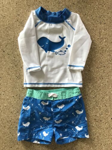 Boys Bathing Suit And Rash Guard Whale Print 6-9 Months
