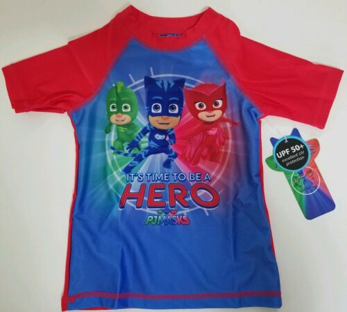 PJ Masks Little Boy/Toddler Short Sleeve Rashguard Swim Shirt ~ 2T