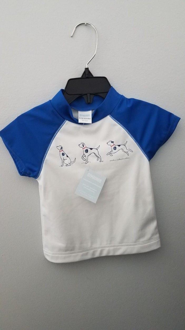 NWT 6-9 mos rash guard GYMBOREE baby BOYS swim SHIRT PUPPIES dog NEW blue infant