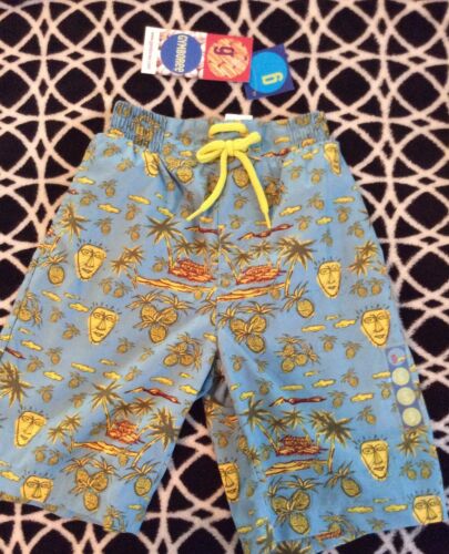 NWT Gymboree Boys Blue Swim Board Shorts Hawaiian Print Size 3 Yrs Vintage 2000