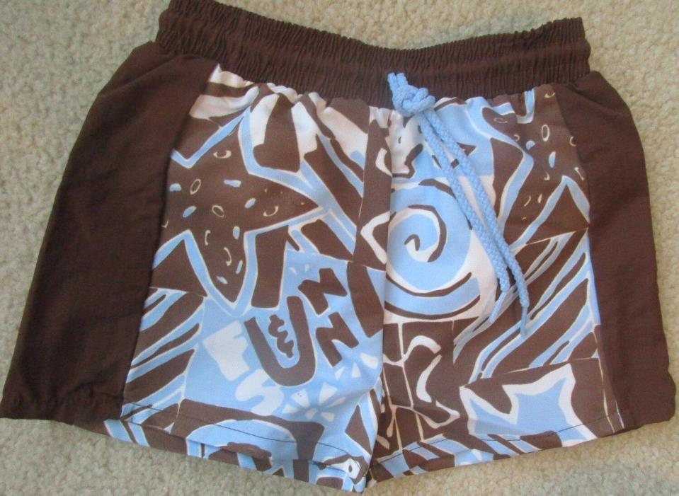 PATSY AIKEN Chez Ami  2 Toddler Boys Blue Brown SWIMWEAR Suit Trunks Shorts NWOT