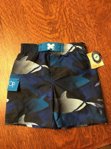 OP Ocean Pacific Shark Swim Trunks Faux Fly Front Boy's Size 18 Months NWT