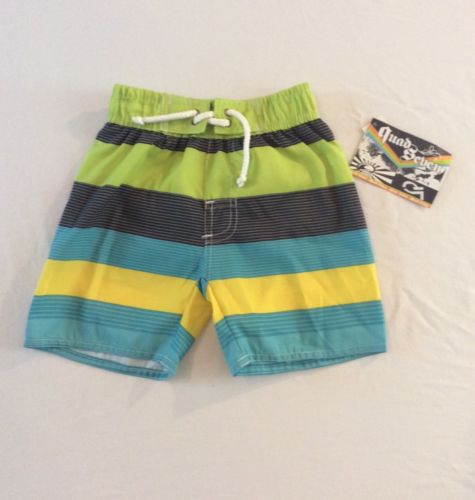 Quad Seven Boy Toddler Swim Trunks Green Size 2T 100% Polyester Multicolor New