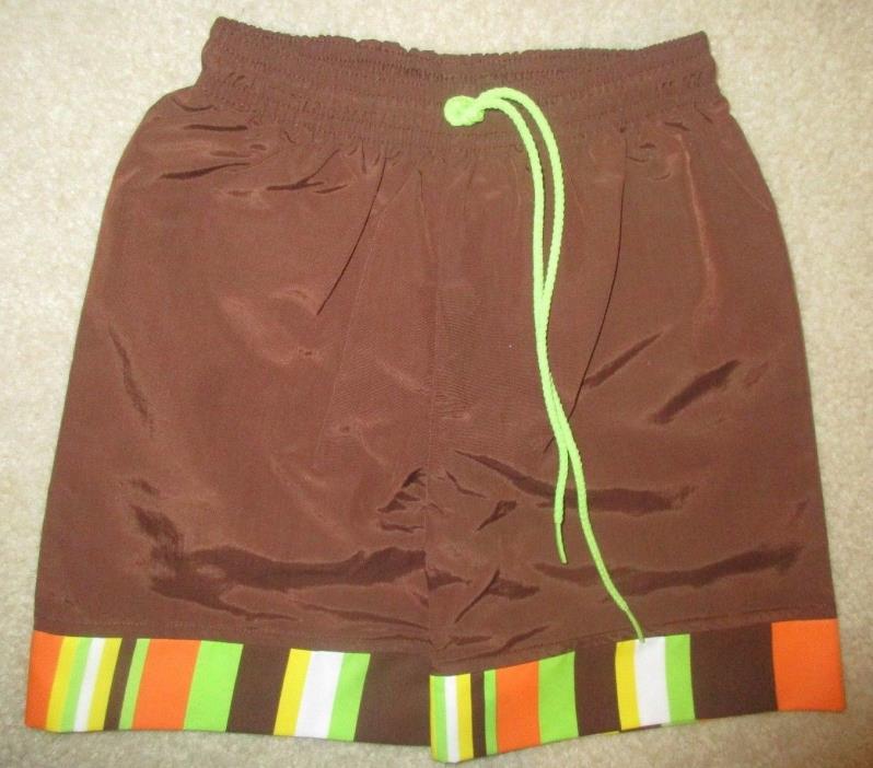 PATSY AIKEN CHEZ AMI  sz 2 BOYS SWIMWEAR Suit Trunks BROWN W. STRIPES NWTs