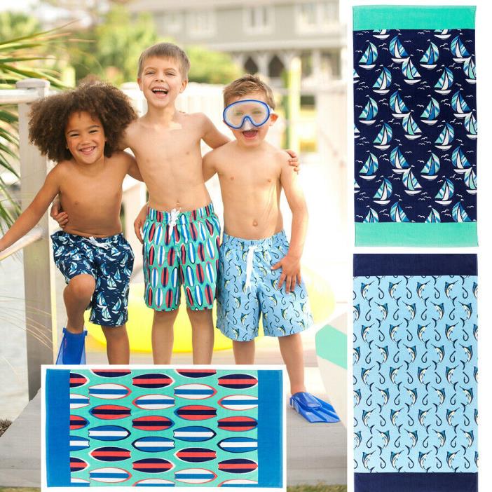 PERSONALIZED BOYS SWIMMING TRUNKS BATHING SUIT or TOWEL BOATS MARLINS SURF BOARD
