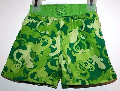 Carter's Infant Boys Swim Shorts  Green Lizards design Size 12 months