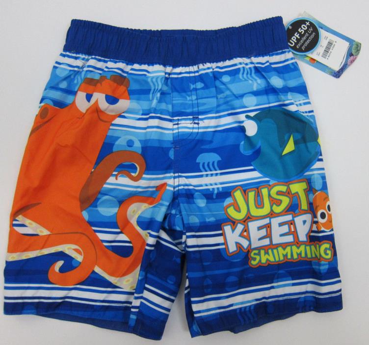 DISNEY Finding Dory Swim Shorts Trunks Boys 4T Toddler Blue Mesh UPF50 NEW