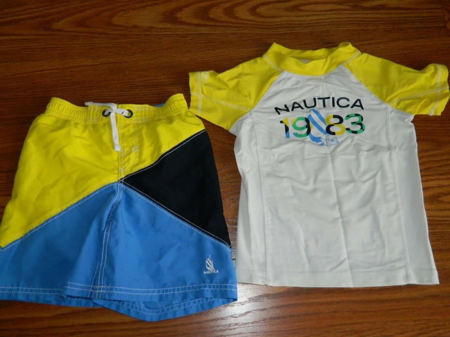 Boy's NAUTICA Yellow Swim Shorts & Rashguard Set 4T