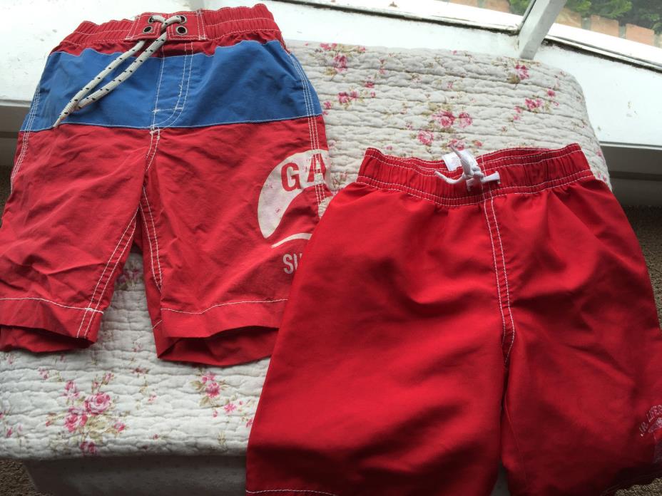 Gap Toddler Boys RED Swim Trunks X-Small 4 YEARS AND OLD NAVY 4T LOT OF 2