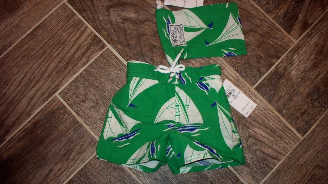 Infant's Board Shorts Swim Trunks POLO Ralph Lauren w/Pouch 12 mos $50 NWT!
