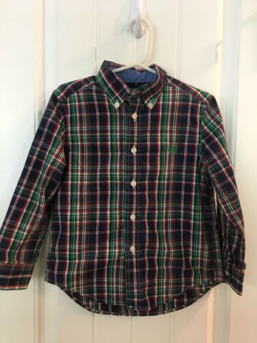 Chaps Button Down 4T Boys 4 Toddler Shirt Blue Green Plaid Red