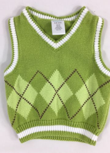 Gymboree Size 3-6 Months Baby Boys Infant Sweater Vest Sleeveless Green Argyle