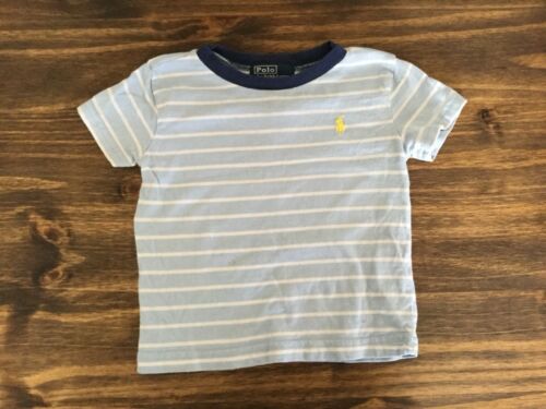 Boys Ralph Lauren Polo 12m Blue Navy White Stripe Shirt Yellow Horse