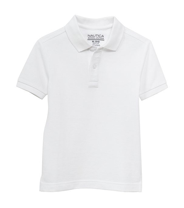 Nautica Boys School Uniform Polo Shirt Collared White New
