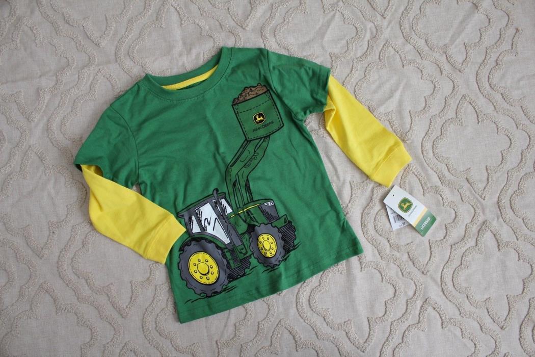 John Deere Tractor Shirt Toddler Boys 3 Green Loader Tractor New
