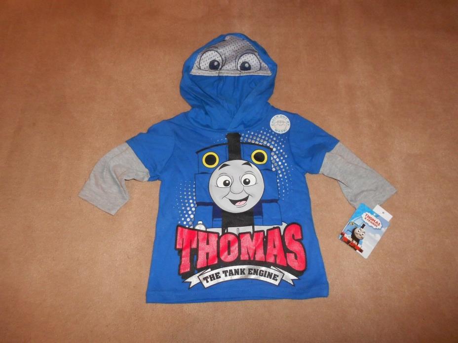 NEW, THOMAS THE TANK ENGINE BABY BOYS HOODED T SHIRT, SIZE 12 MONTHS