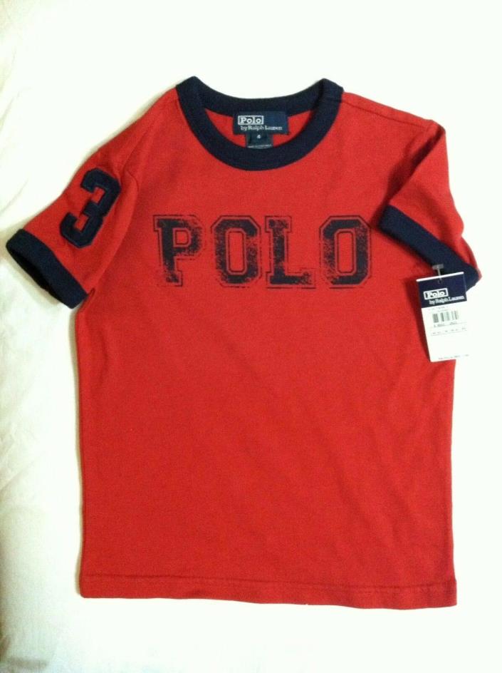 POLO RALPH LAUREN TODDLER BOYS NEW RED 100%COTTON CREW NECK T SHIRT SIZE:4