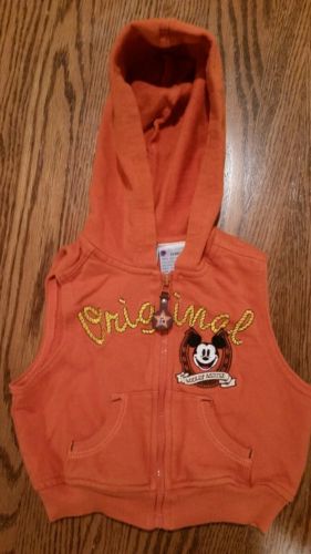 Disney boys 12 month Mickey Mouse orange sleeveless zip up hooded sweatshirt