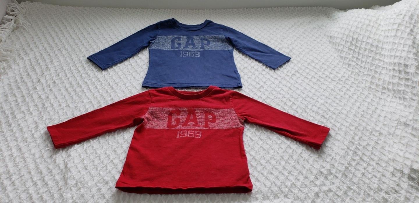 Lot of 2 Gently Used Gap Toddler Boy's Logo Shirt Long Sleeve Sizes 18-24, 2 Yrs