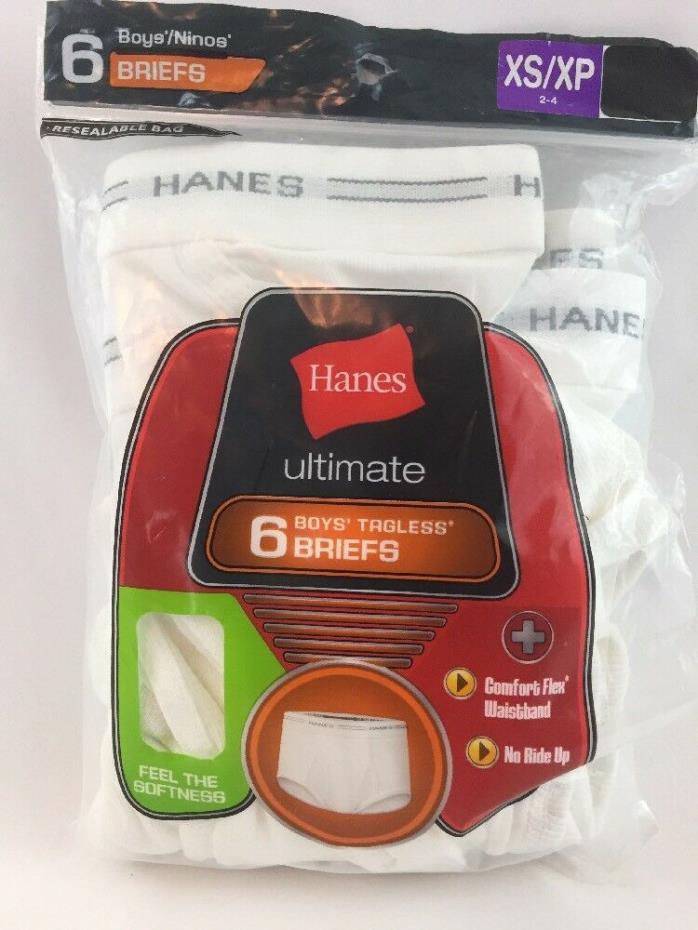 Hanes Ultimate - Boy's Tagless Briefs - Underwear - XS (2-4) - White - 6 Pack