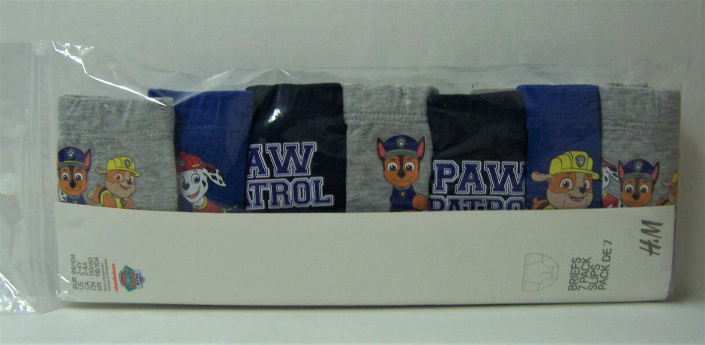 H&M Boy's 7 Pack Paw Patrol Briefs Underwear 2 3 4 Marshall Chase Rubble New NIP