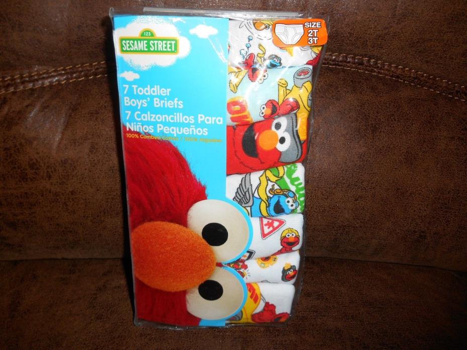 Semame Street Elmo Cookie Monster Boys Toddler Briefs Underwear 2T 3T 7 Pack NEW