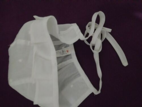 Baby Girl Bonnet. Sheer White With Tie