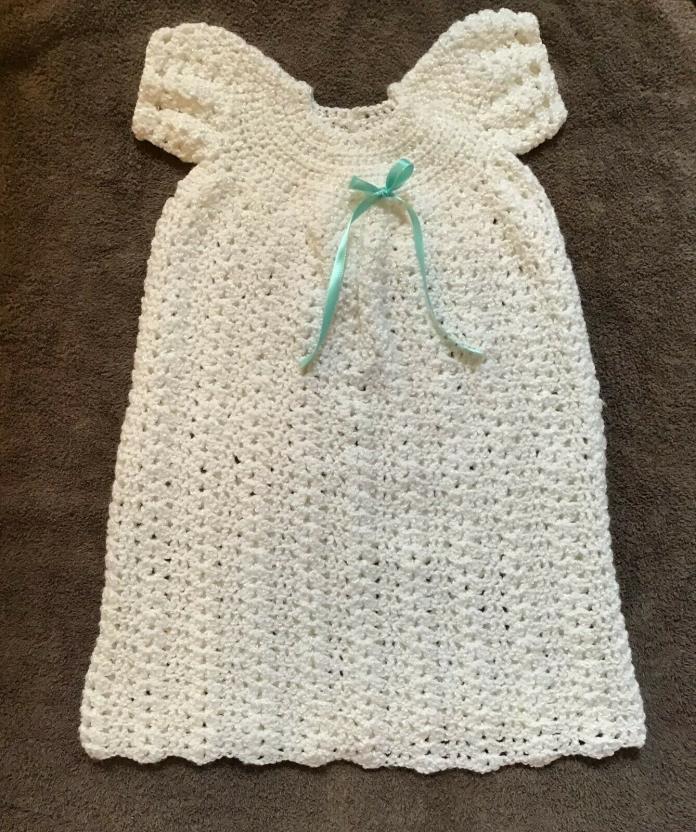 New Hand Crochet Christening Gown For Baby. Unisex