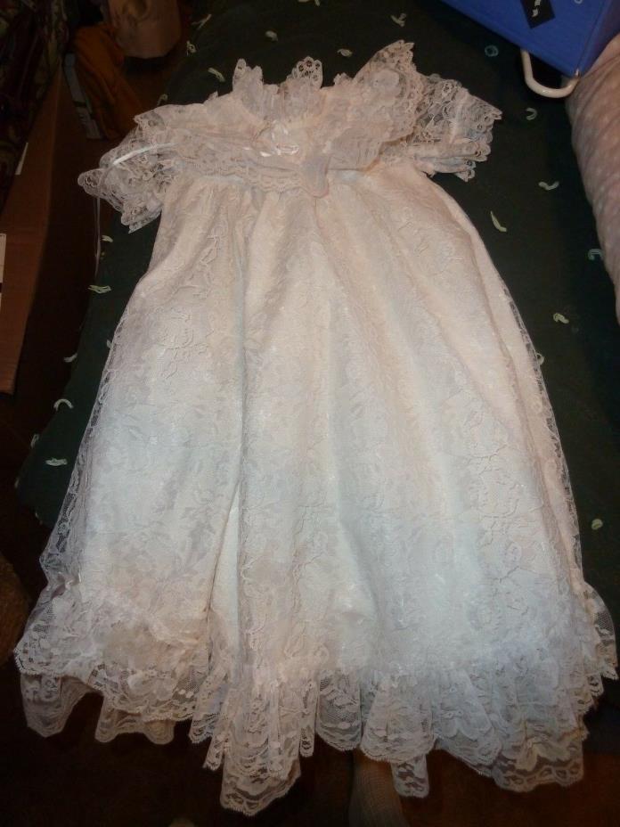 Vintage Kid to Kid christening gown NWT white with lace for infant or doll