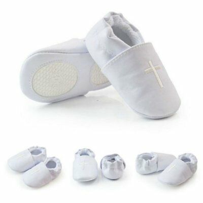 Baby Boy Girl Soft Sole Cross Baptism Shoes Modest Christening Church White US
