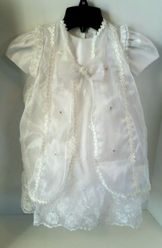 Arodi's Collection Infant Newborn Baby Baptism Christening Dress Gown White Sz 0