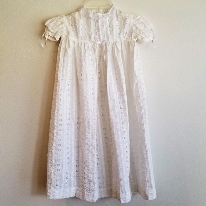 Vintage Christening Gown Robe Dress White Eyelet Antique see measurements