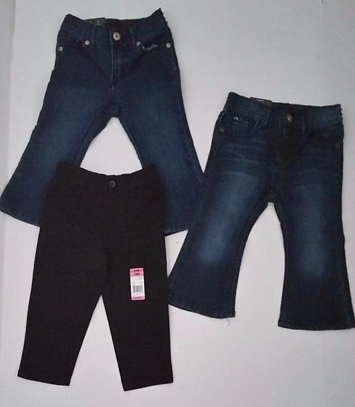 NWT Toddler Girls JORDACHE  Baby Boot Flare and Twill Jeans  18m Set of 3 Pair