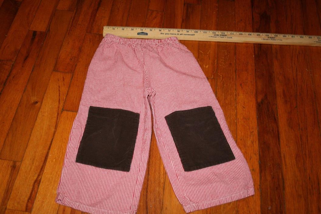 Lollipop Laundry boys boutique 2t pants red/white checkered with brown patches