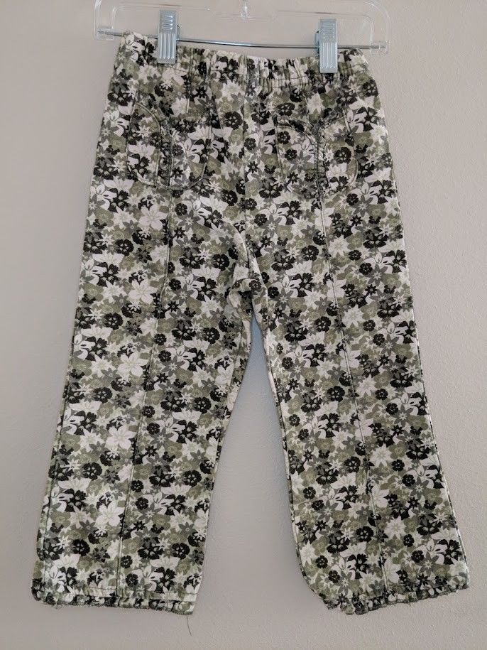 Faded Glory Toddler Girl's Green Floral Camo Elastic Waist Pants Size 3T