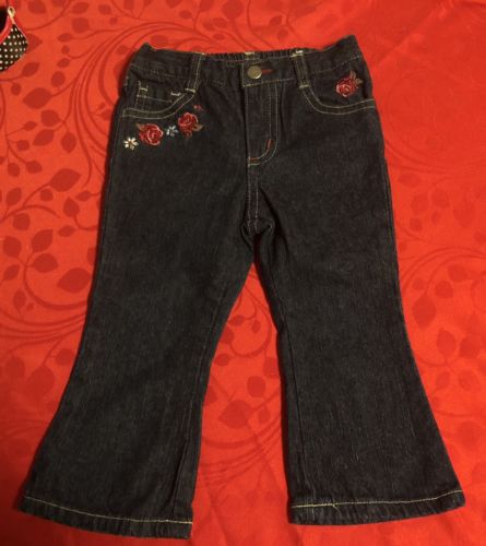 Baby Girls Route 66 Bootcut Jeans With Flower Accents