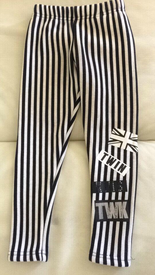 TwinKids Black/White Stripe Pant/Leggings for Girl, Size 4-5T (height 120cm)
