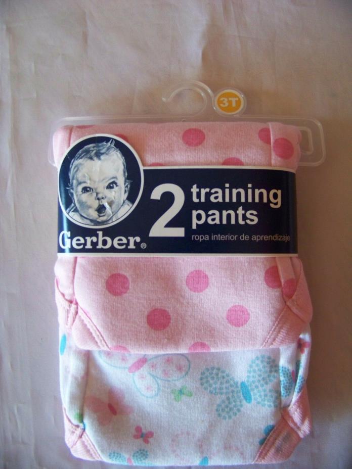 New Gerber 2 Training Pants Sz. 3T White/Pinks. 100% Cotton