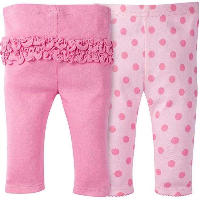 Gerber Baby Girls 2 Pack Ruffled Pants Leggings NEW Various Sizes