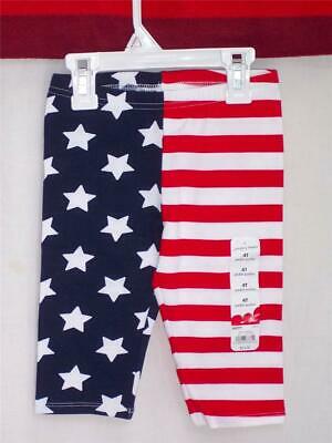 American Flag LEGGINGS Pants Girls Pedal Pusher USA Patriot Red White Blue NWT