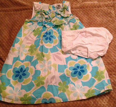 Girls Size 18 Months Carters Blue/Green Floral Easter Dress & Bloomers! (C)