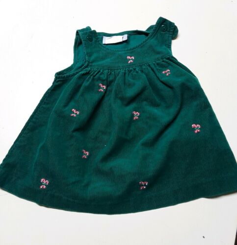 RARE TOO! Toddler Girl Christmas Dress Jumper Green Candy Cane Size 6-9M