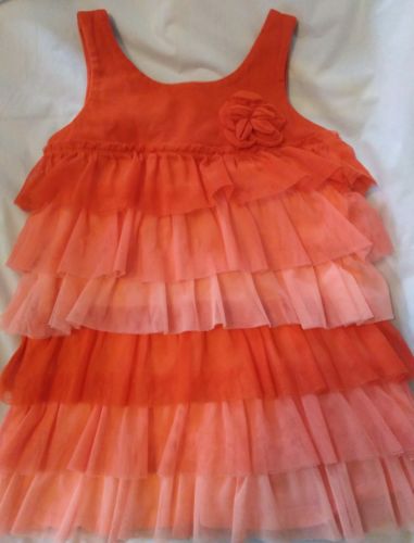 Cherokee Orange Peach Ombre Dress Tiered Ruffle Tulle    Baby Girl Toddler 24