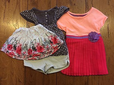 girls 12M 12 month clothing lot peach pink dress skirt shorts brown floral shirt