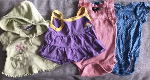 Baby Gap Mixed Lot Girls Summer Pieces Sz 6-12 Mo Shorts Shirts Body Suits